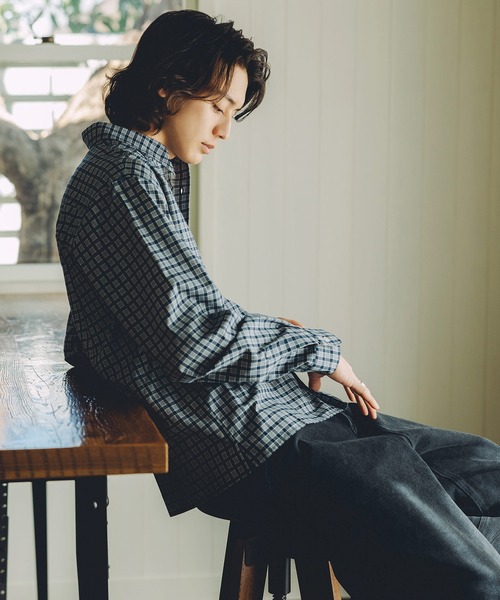 Bleme(ブレム)の「コンパクト 短丈 チェックシャツ(シャツ/ブラウス・メンズ・ブルー/レッド/ホワイト・XL/L/M/S)」の21枚目の写真