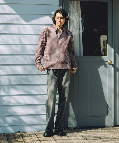 Bleme(ブレム)の「コンパクト 短丈 チェックシャツ(シャツ/ブラウス・メンズ・ブルー/レッド/ホワイト・XL/L/M/S)」の4枚目の写真