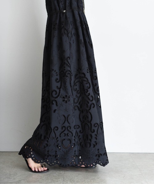 Eimee Law（エイミーロウ）の「エンブロイダリー パネルレースワンピース（ワンピース・レディース・ブラック/オフホワイト・FREE）」の5枚目の写真