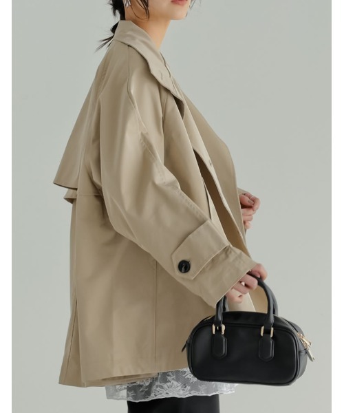 Re:EDIT（リエディ）の「ツイルポンチョライクコート（トレンチコート・レディース・ベージュ/ブラック/アイボリー・FREE）」の11枚目の写真