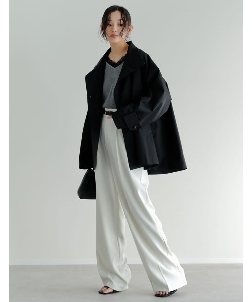 Re:EDIT（リエディ）の「ツイルポンチョライクコート（トレンチコート・レディース・ベージュ/ブラック/アイボリー・FREE）」の4枚目の写真