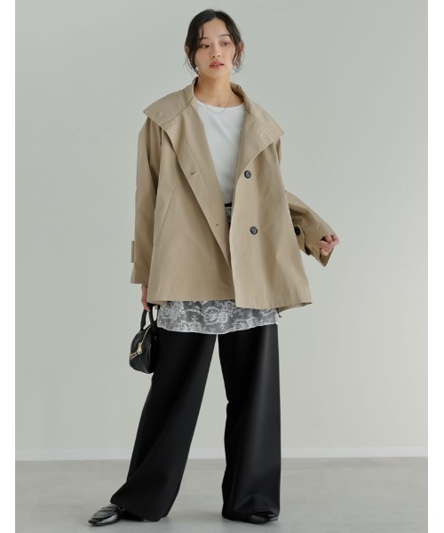 Re:EDIT（リエディ）の「ツイルポンチョライクコート（トレンチコート・レディース・ベージュ/ブラック/アイボリー・FREE）」の9枚目の写真