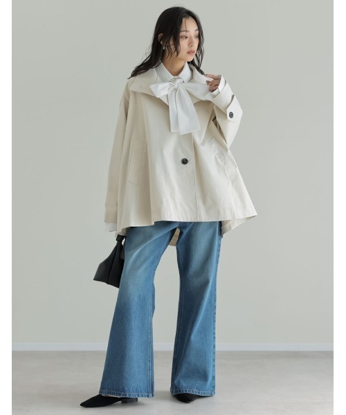 Re:EDIT（リエディ）の「ツイルポンチョライクコート（トレンチコート・レディース・ベージュ/ブラック/アイボリー・FREE）」の14枚目の写真