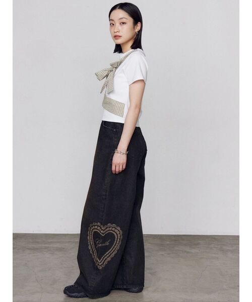 EMODA(エモダ)の「レースグラフィックルーズデニム(デニムパンツ・レディース・ブラック/インディゴブルー・MEDIUM/SMALL)」の10枚目の写真