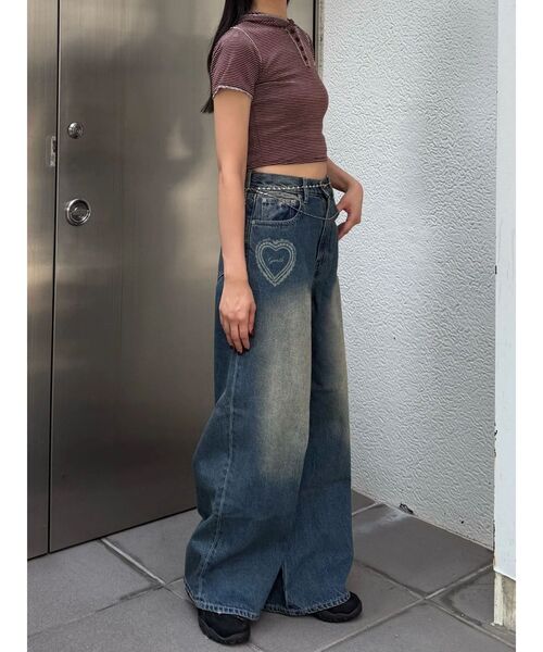 EMODA(エモダ)の「レースグラフィックルーズデニム(デニムパンツ・レディース・ブラック/インディゴブルー・MEDIUM/SMALL)」の13枚目の写真