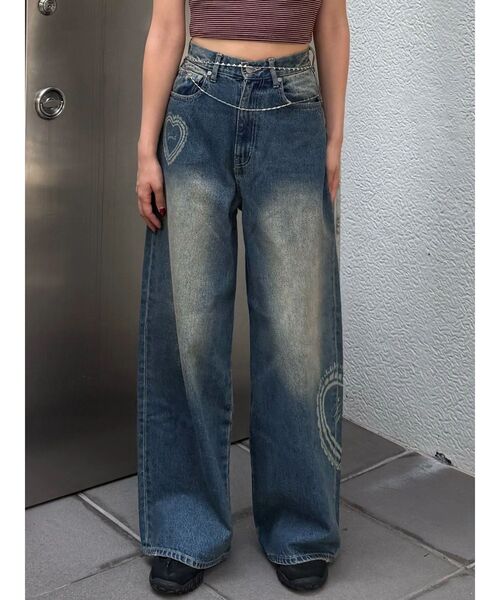 EMODA(エモダ)の「レースグラフィックルーズデニム(デニムパンツ・レディース・ブラック/インディゴブルー・MEDIUM/SMALL)」の14枚目の写真