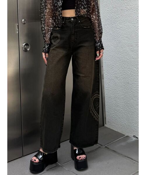 EMODA(エモダ)の「レースグラフィックルーズデニム(デニムパンツ・レディース・ブラック/インディゴブルー・MEDIUM/SMALL)」の20枚目の写真