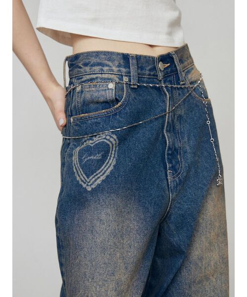 EMODA(エモダ)の「レースグラフィックルーズデニム(デニムパンツ・レディース・ブラック/インディゴブルー・MEDIUM/SMALL)」の10枚目の写真