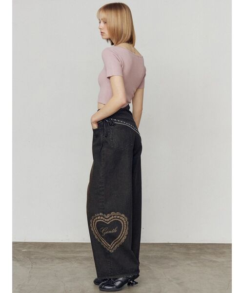 EMODA(エモダ)の「レースグラフィックルーズデニム(デニムパンツ・レディース・ブラック/インディゴブルー・MEDIUM/SMALL)」の13枚目の写真