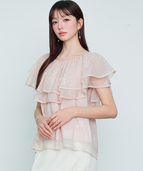 SAISON DE PAPILLON(セゾンドパピヨン)の「【新作登場】レディース ブラウス オーガンジー 刺繍 裏地付き 可愛い きれいめ 通勤 デート(シャツ/ブラウス・レディース・ダークブラウン/ピンク/アイボリー・S/M/L)」の14枚目の写真