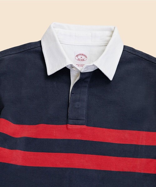 BROOKS BROTHERS(ブルックスブラザーズ)の「コットンジャージー GFロゴ チェストストライプ ラグビーシャツ(ポロシャツ・メンズ・ネイビー・LARGE/MEDIUM/SMALL/X-LARGE)」の2枚目の写真