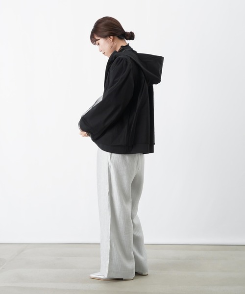 LUCA/LADY LUCK LUCA（ルカ/レディラックルカ）の「LC/LLL 布帛チュール重ねパーカー/チュールレイヤードパーカー（その他アウター・レディース・カーキ/ライトベージュ/ブラック・FREE）」の15枚目の写真