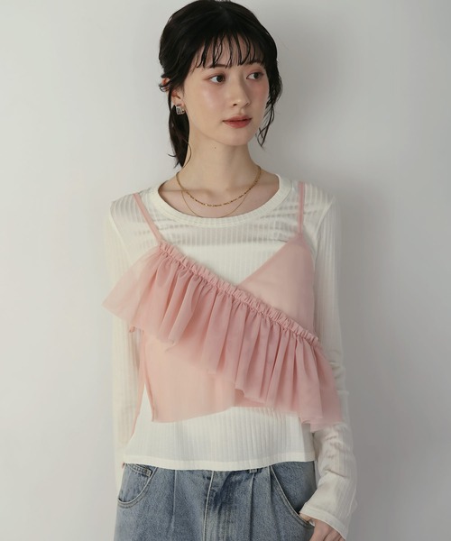 shetila(シェティラ)の「キレイ見え シアーリブUネックカットソー(Tシャツ/カットソー・レディース・グレー/ホワイト/ブラック・M)」の10枚目の写真
