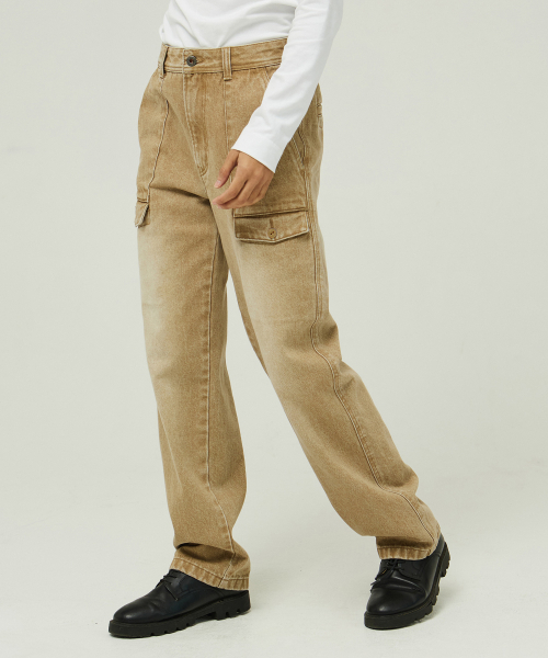 MAGOODGAN（メックウッドガン）の「クリサート7515 パティグストレートフィットベージュデニムパンツ（デニムパンツ・レディース・その他・34/32/30/26/28）」の2枚目の写真