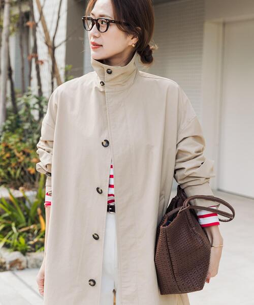 URBAN RESEARCH DOORS（アーバンリサーチドアーズ）の「『撥水』スタンドミドルコート（ステンカラーコート・レディース・チャコールグレー/ライトベージュ/ベージュ・FREE）」の3枚目の写真