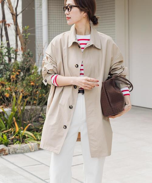 URBAN RESEARCH DOORS（アーバンリサーチドアーズ）の「『撥水』スタンドミドルコート（ステンカラーコート・レディース・チャコールグレー/ライトベージュ/ベージュ・FREE）」の7枚目の写真