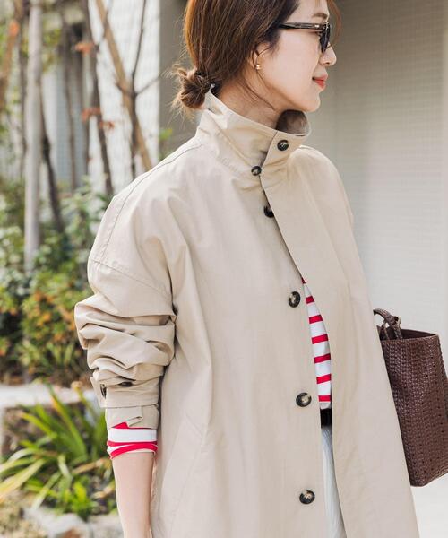 URBAN RESEARCH DOORS（アーバンリサーチドアーズ）の「『撥水』スタンドミドルコート（ステンカラーコート・レディース・チャコールグレー/ライトベージュ/ベージュ・FREE）」の20枚目の写真