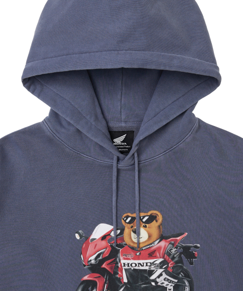 PHYPS MOTORCYCLE（フィップスモーターサイクル）の「Pigment Racing Bear Hoodie Navy（パーカー・レディース・その他・LARGE/MEDIUM/SMALL/X-LARGE）」の3枚目の写真