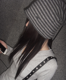 CHICKS（チックス）の「レギュラーニットウールストライプビーニーブラック（ニットキャップ/ビーニー）」