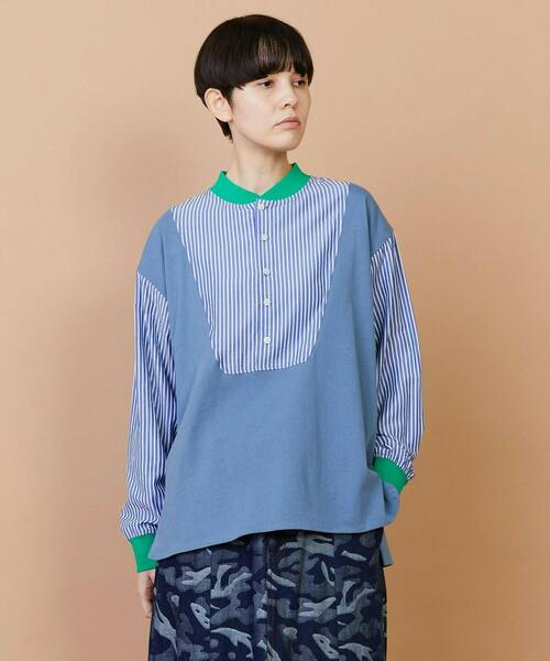 FRAPBOIS(フラボア)の「ストアンド カットソー(Tシャツ/カットソー・レディース・ブルー/ブラック・2/1)」の1枚目の写真