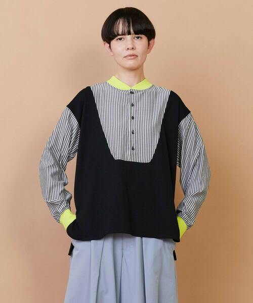 FRAPBOIS(フラボア)の「ストアンド カットソー(Tシャツ/カットソー・レディース・ブルー/ブラック・2/1)」の2枚目の写真