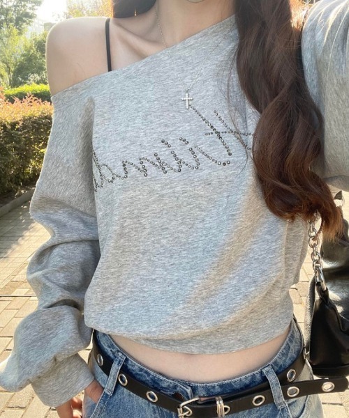 Ritzy(リッツィー)の「オフショルダー スウェット(Tシャツ/カットソー・レディース・グレー・M/L)」の1枚目の写真
