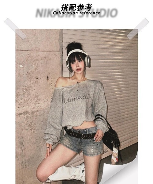 Ritzy(リッツィー)の「オフショルダー スウェット(Tシャツ/カットソー・レディース・グレー・M/L)」の7枚目の写真