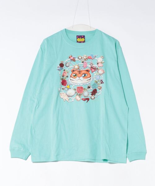 KawaeKayo(カワエカヨ)の「ロングスリーブTシャツ-トラと真珠-(Tシャツ/カットソー・レディース・ブルー・L)」の1枚目の写真