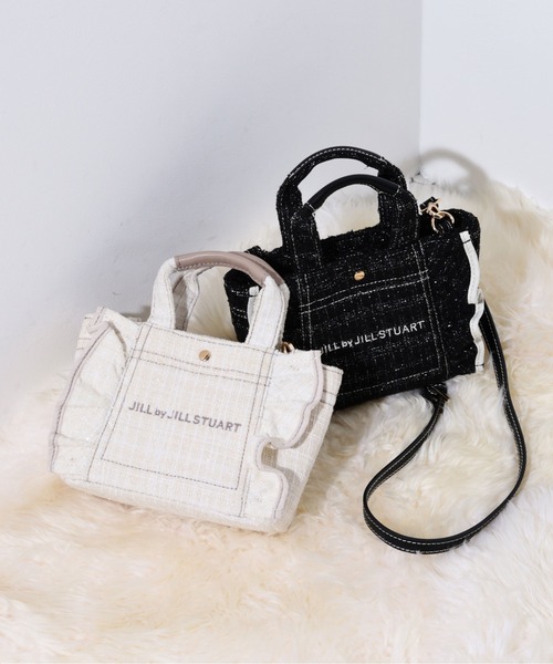 JILL by JILL STUART(ジルバイジルスチュアート)の「【お気に入り8,000件超え】<フリルトートミニ>ツイード(トートバッグ・レディース・ホワイト/ブラック/ピンク/ブルー/イエロー・FREE)」の9枚目の写真