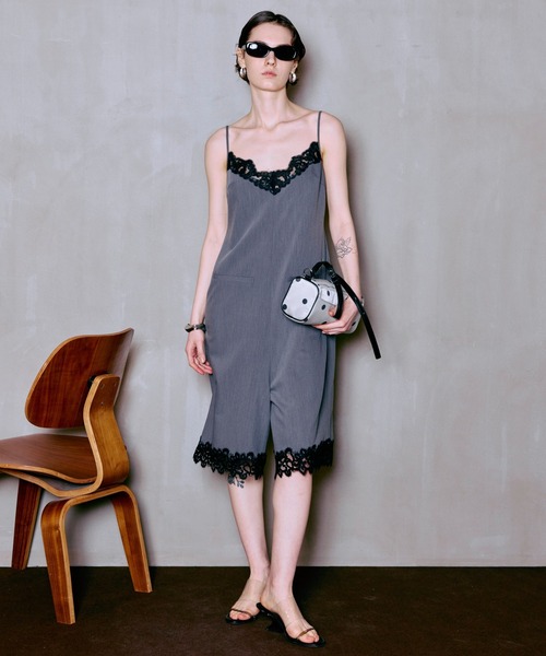 MAISON SPECIAL（メゾンスペシャル）の「【2026SUMMER PRE-ORDER】Lace Trim Short Jumpsuit/レーストリムショートジャンプスーツ（つなぎ/オールインワン・レディース・ホワイト/ブラック/グレー・36/38）」の9枚目の写真