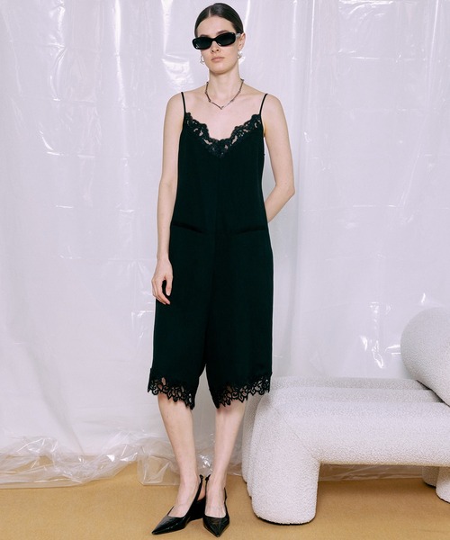 MAISON SPECIAL（メゾンスペシャル）の「【2026SUMMER PRE-ORDER】Lace Trim Short Jumpsuit/レーストリムショートジャンプスーツ（つなぎ/オールインワン・レディース・ホワイト/ブラック/グレー・36/38）」の4枚目の写真