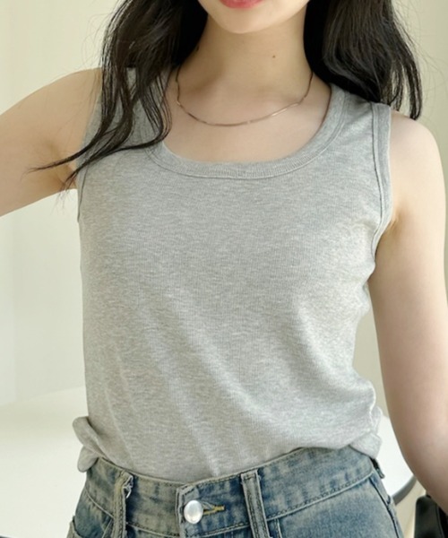 Ada.(エイダ)の「ベーシック クルーネック タンクトップ(タンクトップ・レディース・ブラック/グレー/ブルー/ホワイト・FREE)」の17枚目の写真