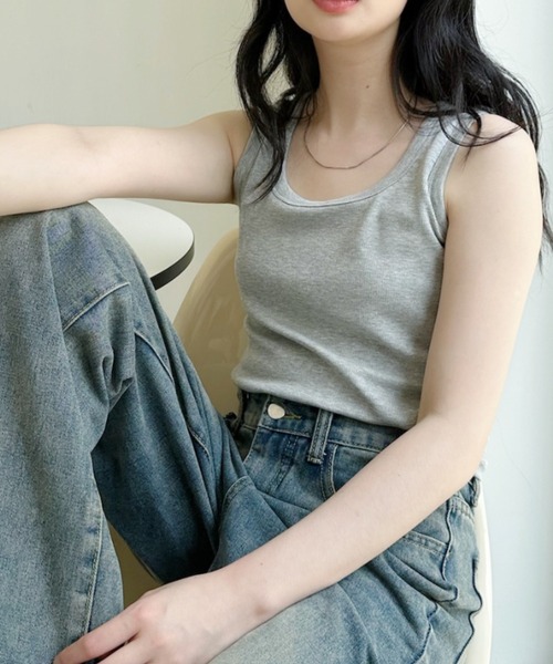 Ada.(エイダ)の「ベーシック クルーネック タンクトップ(タンクトップ・レディース・ブラック/グレー/ブルー/ホワイト・FREE)」の21枚目の写真