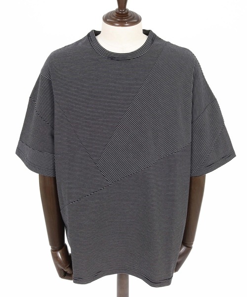 CAMBIO（カンビオ）の「mt10466-Narrow Pitch Border Patchwork Tee Tシャツ(S64726cmb)（Tシャツ/カットソー・メンズ・ネイビー/ブラック/ミックスグレー/マルチ・S/M/L）」の18枚目の写真
