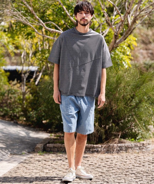 CAMBIO（カンビオ）の「mt10466-Narrow Pitch Border Patchwork Tee Tシャツ(S64726cmb)（Tシャツ/カットソー・メンズ・ネイビー/ブラック/ミックスグレー/マルチ・S/M/L）」の8枚目の写真
