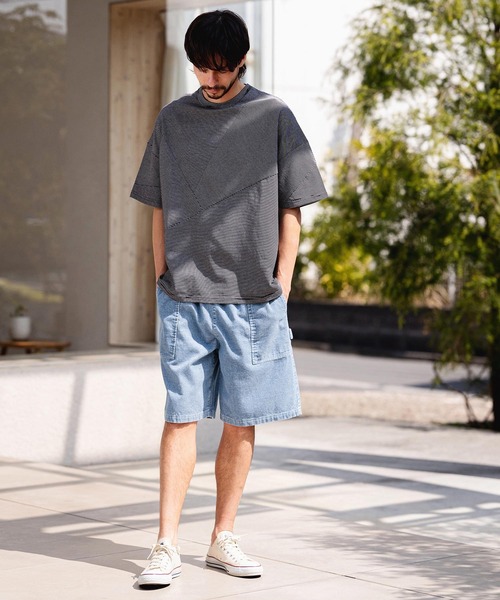 CAMBIO（カンビオ）の「mt10466-Narrow Pitch Border Patchwork Tee Tシャツ(S64726cmb)（Tシャツ/カットソー・メンズ・ネイビー/ブラック/ミックスグレー/マルチ・S/M/L）」の9枚目の写真