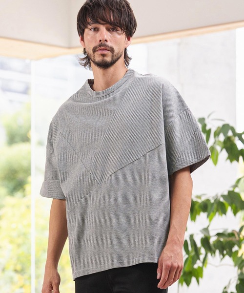 CAMBIO（カンビオ）の「mt10466-Narrow Pitch Border Patchwork Tee Tシャツ(S64726cmb)（Tシャツ/カットソー・メンズ・ネイビー/ブラック/ミックスグレー/マルチ・S/M/L）」の12枚目の写真