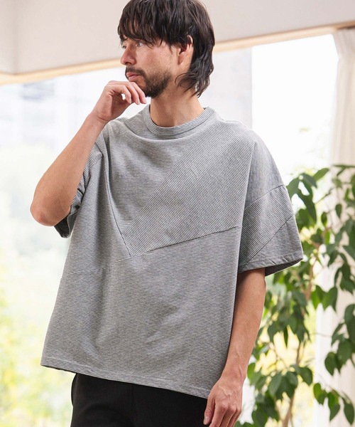 CAMBIO（カンビオ）の「mt10466-Narrow Pitch Border Patchwork Tee Tシャツ(S64726cmb)（Tシャツ/カットソー・メンズ・ネイビー/ブラック/ミックスグレー/マルチ・S/M/L）」の11枚目の写真