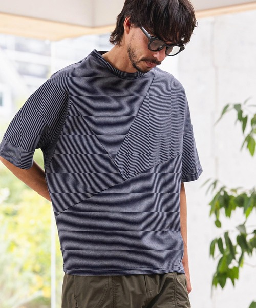 CAMBIO（カンビオ）の「mt10466-Narrow Pitch Border Patchwork Tee Tシャツ(S64726cmb)（Tシャツ/カットソー・メンズ・ネイビー/ブラック/ミックスグレー/マルチ・S/M/L）」の15枚目の写真