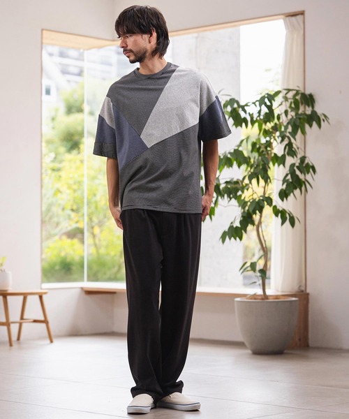 CAMBIO（カンビオ）の「mt10466-Narrow Pitch Border Patchwork Tee Tシャツ(S64726cmb)（Tシャツ/カットソー・メンズ・ネイビー/ブラック/ミックスグレー/マルチ・S/M/L）」の17枚目の写真
