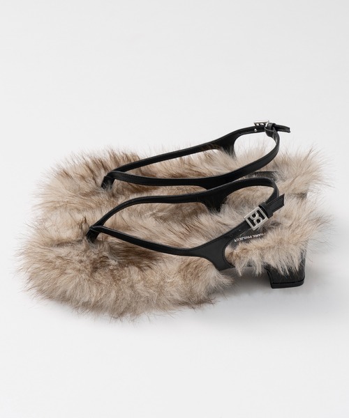 PRANK PROJECT（プランクプロジェクト）の「【2026Summer Pre-Order】ローヒールファートングサンダル / Low Heel Fur Thong Sandals（サンダル・レディース・グレー・36/37/38）」の7枚目の写真