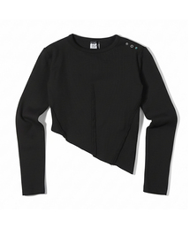 MILK ASH AND DOLLS（ミルク アッシュ アンド ドールズ）の「オープンシムアシメトリックロングスリーブ - ブラック（Tシャツ/カットソー）」