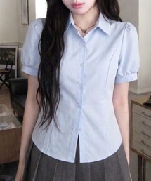 パフスリーブピンタックウエストマークブラウス