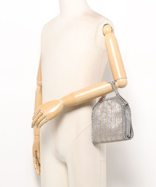 STELLA McCARTNEY / ステラマッカートニー | ファラベラ タイニー メタリック チェーン ショルダーバッグ | シルバー | レディース Limited-Edition Falabella Metallic Chain-Embroidered Tiny Tote Bag