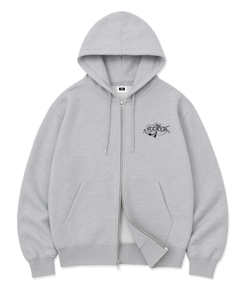 RANDOMOFF(ランダムオフ)の「MOON BLOOM OVER FIT 2-WAY ZIP-UP (2color)(パーカー・レディース・ライトグレー/ブラック・SMALL/MEDIUM/LARGE/X-LARGE)」の4枚目の写真
