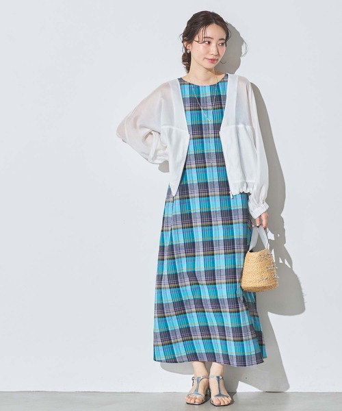 Gready Brilliant(グレディブリリアン)の「カラーチェックノースリーブワンピ(ワンピース・レディース・オレンジ系/ブルー系・36/38)」の13枚目の写真
