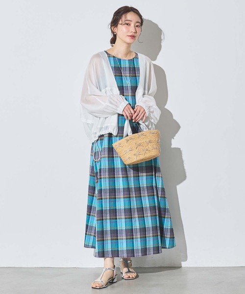 Gready Brilliant(グレディブリリアン)の「カラーチェックノースリーブワンピ(ワンピース・レディース・オレンジ系/ブルー系・36/38)」の10枚目の写真