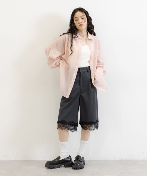 RAGEBLUE（レイジブルー）の「TR裾レースハーフパンツ（スラックス・レディース・ブラック/ブラウン・FREE）」の3枚目の写真
