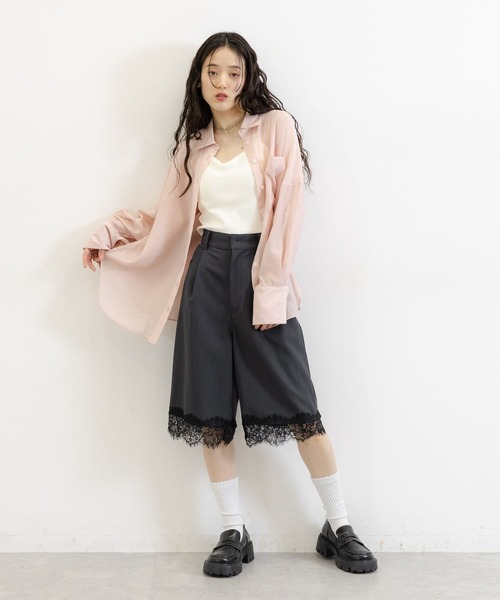 RAGEBLUE（レイジブルー）の「TR裾レースハーフパンツ（スラックス・レディース・ブラック/ブラウン・FREE）」の4枚目の写真