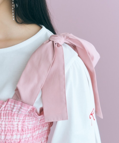 marun(マルン)の「<大きいサイズ>チェック柄ショルダーリボンワンピース marun(ワンピース・レディース・ネイビー/ピンク・5L~6L/3L~4L/L~LL)」の8枚目の写真